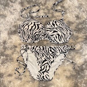 Victoria's Secret Black and White Striped Bikini